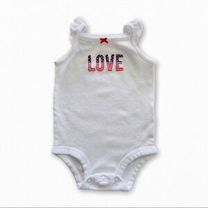 Carter’s Baby Girls Patriotic Love Sleeveless Ruffle Romper Onesie Size 9 Months